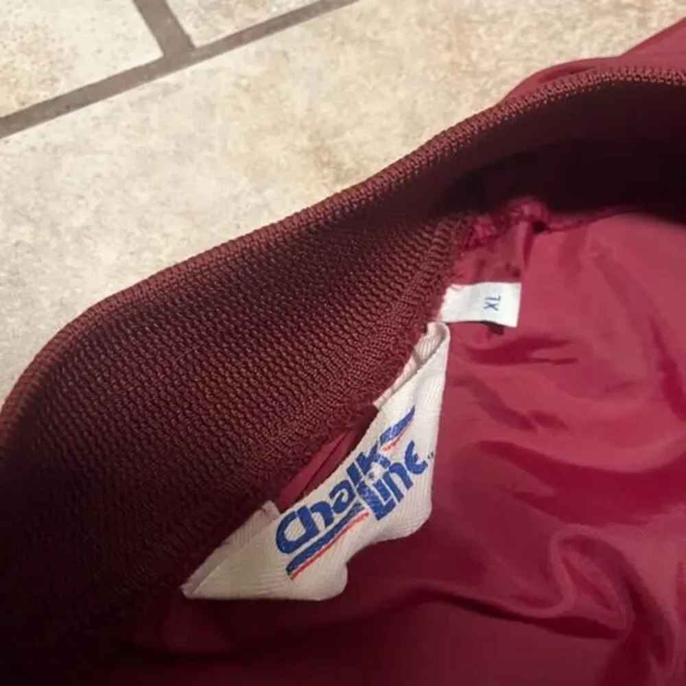 Vintage Chalk Line Washington Redskins Satin Bomber Jacket Burgundy Men Size XL